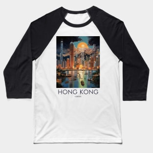 A Pop Art Travel Print of Hong Kong - China Baseball T-Shirt